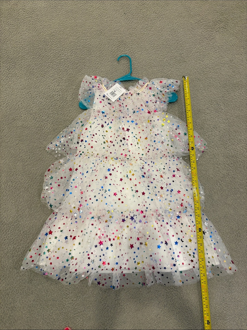 Lola and the Boys, Girls White Starry Tiered Tulle Dress